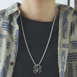 men spider necklace
